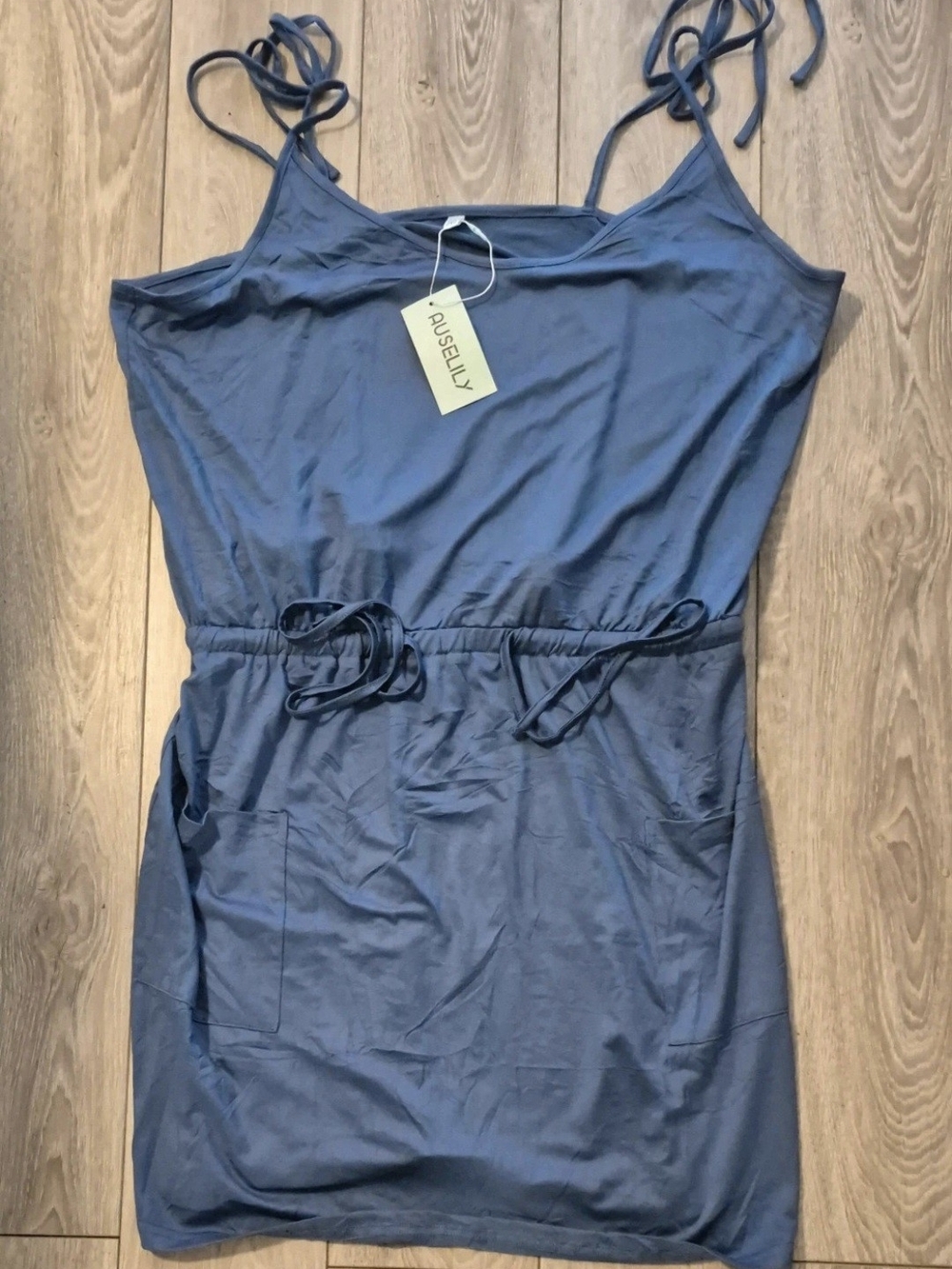 AuseLily Blue Tie-Shoulder Mini Dress